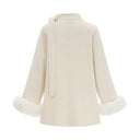 Coralie white wool fur bowknot coat