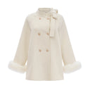 Coralie white wool fur bowknot coat