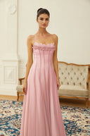 Mireille Ruffled Shirred Tulle Maxi Dress