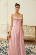 Mireille Ruffled Shirred Tulle Maxi Dress