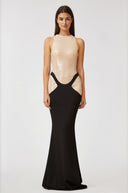 Capucine black panelled sequined corset maxi dress