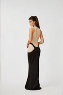 Capucine black panelled sequined corset maxi dress