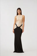 Capucine black panelled sequined corset maxi dress