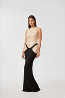Capucine black panelled sequined corset maxi dress