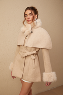 Fanette detachable-cape faux-fur coat