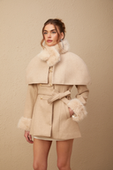 Fanette detachable-cape faux-fur coat