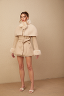 Fanette detachable-cape faux-fur coat