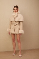 Fanette detachable-cape faux-fur coat