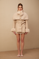 Fanette detachable-cape faux-fur coat