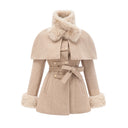 Fanette detachable-cape faux-fur coat