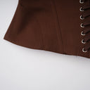 Fleur Brown Lace Up Corset Crop Top
