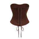 Fleur Brown Lace Up Corset Crop Top