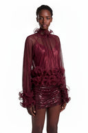 Suzette Red Chiffon Ruffled Blouse