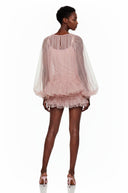 Laurette Pink Semi Sheer Bubble Tulle Shirt