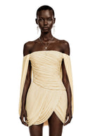 Eulalie Yellow Cross Front Ruched Mini Dress