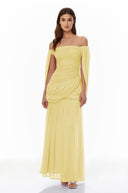 Eulalie Yellow Cross Front Ruched Maxi Dress