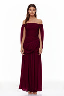 Eulalie Red Cross Front Ruched Maxi Dress