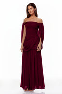 Eulalie Red Cross Front Ruched Maxi Dress