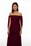 Eulalie Red Cross Front Ruched Maxi Dress