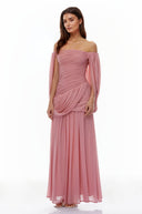 Eulalie Pink Cross Front Ruched Maxi Dress