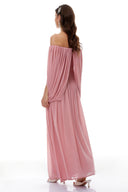 Eulalie Pink Cross Front Ruched Maxi Dress