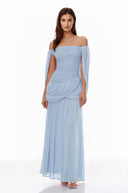 Eulalie Blue Cross Front Ruched Maxi Dress