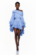 Tatienne Sky Blue Off Shoulder Top & Skirt Set