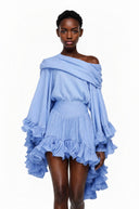 Tatienne Sky Blue Off Shoulder Top & Skirt Set