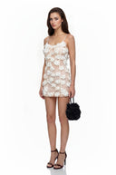 Verdandi White Sheer Mini Dress with 3D Florals