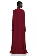 Clarissa Red Mock Neck Maxi Dress with Cape Sleeves
