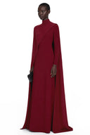 Clarissa Red Mock Neck Maxi Dress with Cape Sleeves