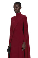 Clarissa Red Mock Neck Maxi Dress with Cape Sleeves