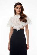 Gratiana Black Round Neck Lace Cape Maxi Dress