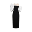 Ligia Black Midi Dress with Asymmetrical Bow Detail