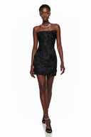 Appolonia Black Off Shoulder Mini Dress with 3D Petals