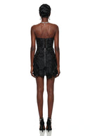 Appolonia Black Off Shoulder Mini Dress with 3D Petals