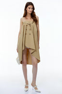 Giuliana Khaki Asymmetrical Convertible Mini Dress