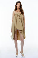 Giuliana Khaki Asymmetrical Convertible Mini Dress