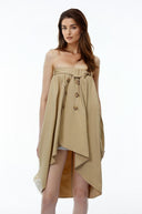 Giuliana Khaki Asymmetrical Convertible Mini Dress