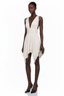 Narcissa Ivory Asymmetrical Ruched Mini Dress