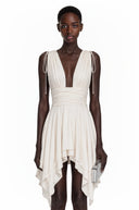 Narcissa Ivory Asymmetrical Ruched Mini Dress