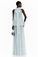 Blandina Blue Pleated Top & Skirt Set