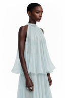 Blandina Blue Pleated Top & Skirt Set