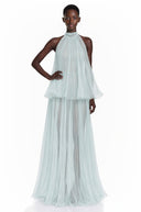 Blandina Blue Pleated Top & Skirt Set