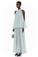Blandina Blue Pleated Top & Skirt Set
