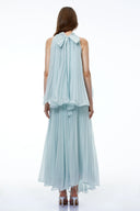 Blandina Blue Pleated Top & Skirt Set