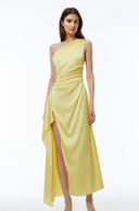 Fidelia Yellow One Shoulder Maxi Dress with High