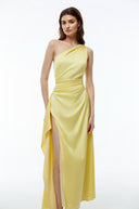 Fidelia Yellow One Shoulder Maxi Dress with High