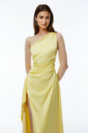 Fidelia Yellow One Shoulder Maxi Dress with High