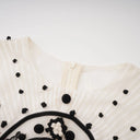 Placidia White Jacquard Floral-lace Pleated Midi Dress